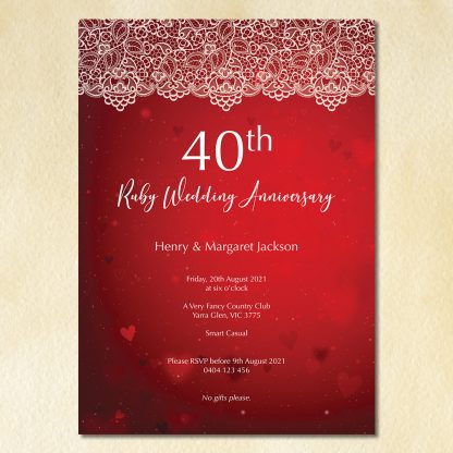 vintage lace 40th wedding anniversary invitation thumbnail